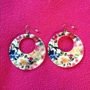 Floral Print Abalone Shell Earrings
